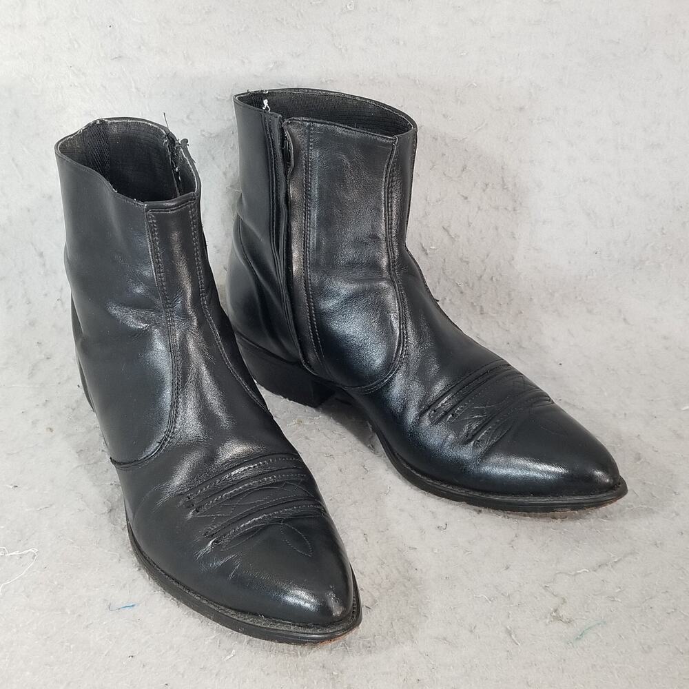 Westen Cowboy Ankle Boots Men's 11 D Black Leather